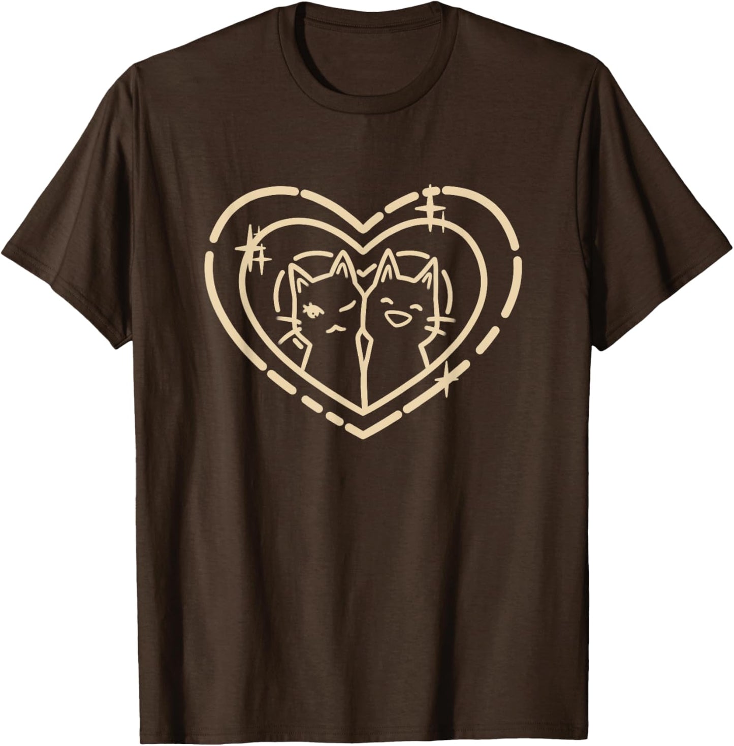 Cute Kawaii Y2K Coquette Heart with Cats T-Shirt