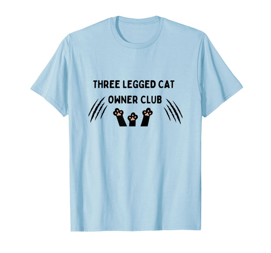 Moon Monkey And Bear Unisex-Adults, Unisex-Kids Three Legged Cat Owner Club Modern Cat Letter Print White Short Sleeve T-Shirt