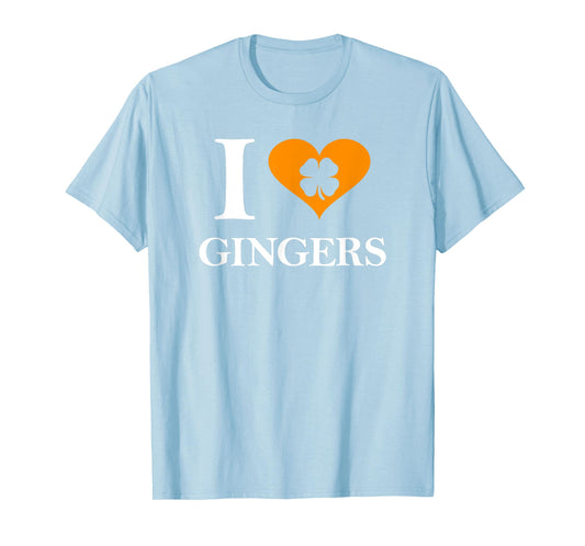 I Love Gingers Heart Shamrock Redhead Lover Shirt