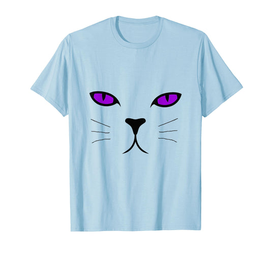 Giant Cat Face Purple Eyes Halloween Costume Shirt Men Women Kids T-Shirt
