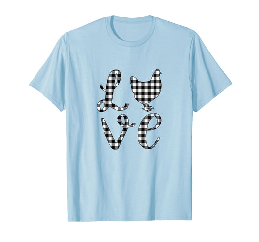 Chicken Lover Farm Country Mom Black White Rustic Gingham T-Shirt