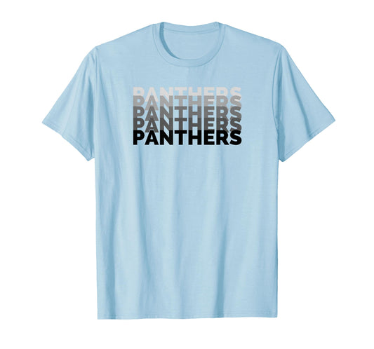Panther Repeated Black Gray Text High School Spirit Fan Wear T-Shirt