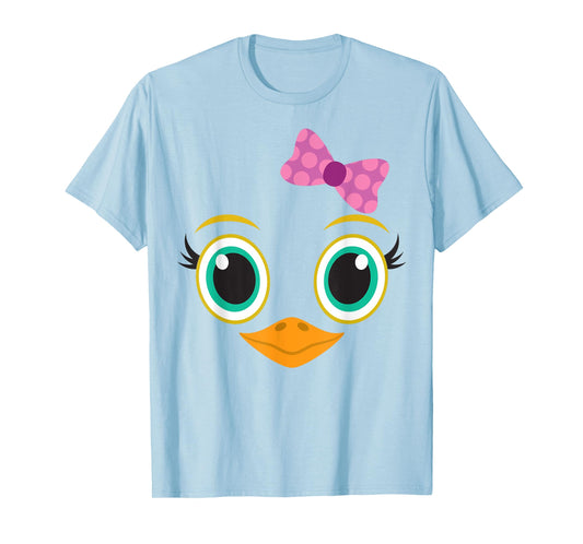 Funny Halloween Costume for Girls w/ Bow - Cute Chick Face T-Shirt