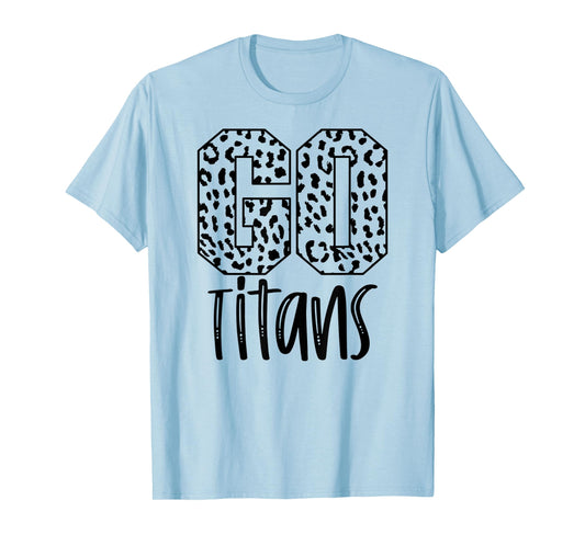 Titans Team Mascot School Spirit Game Night Leopard Print T-Shirt