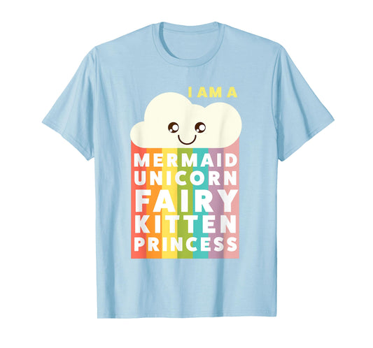 I Am A Mermaid Unicorn Fairy Kitten Princess Cute T Shirt T-Shirt