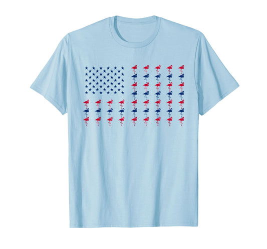 USA American Flag Flamingo Lover 4th of July Patriotic Women T-Shirt