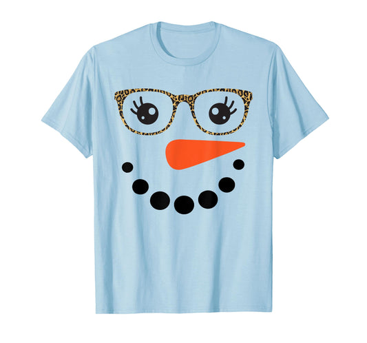 Girl Snowman Face Eyelashes Christmas Snowman Costume Women T-Shirt