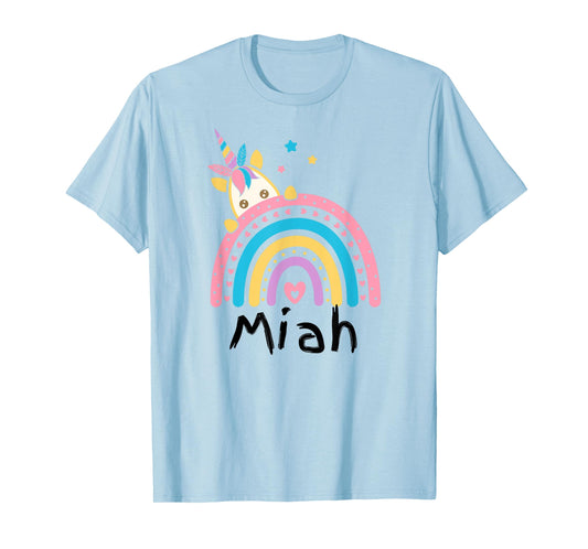 School Unicorn Student Name Miah Kindergarten Tag Kids T-Shirt