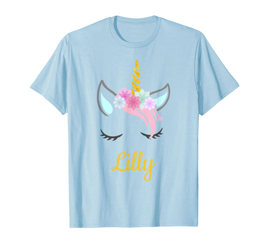 Lilly White Unicorn Name T-Shirt