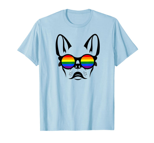 Gay French bulldog with rainbow pride sunglasses Men Women T-Shirt