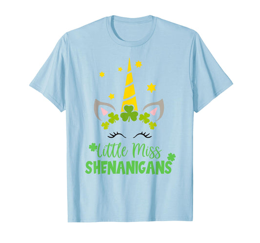 Irish Little Miss Shenanigan St Patrick Day Funny Women Girl T-Shirt