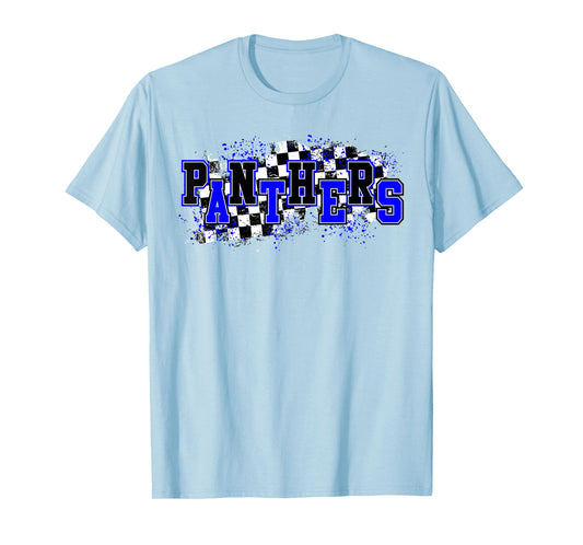 Panthers Checkered Print Panther Pride School Spirit Mascot T-Shirt