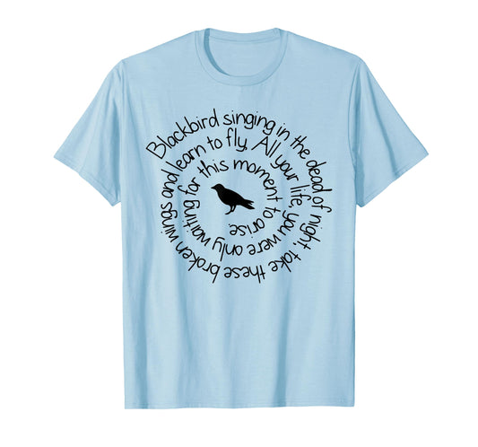 Blackbird art singing retro 80s T-Shirt