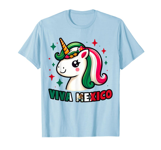 Unicorn Viva Mexico Mexican Independence Day Kids Boys Girls T-Shirt