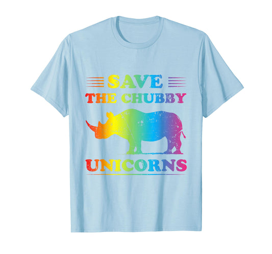 Save The Chubby Unicorns Colorful Rainbow T Shirt T-Shirt