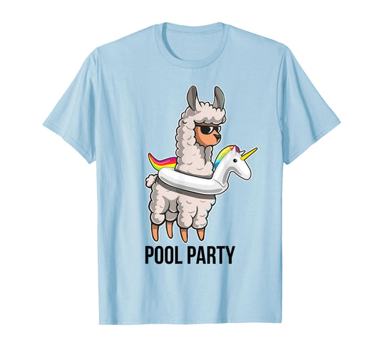 Pool Party Llama Unicorn Float Shirt Funny Llama Gifts Women T-Shirt