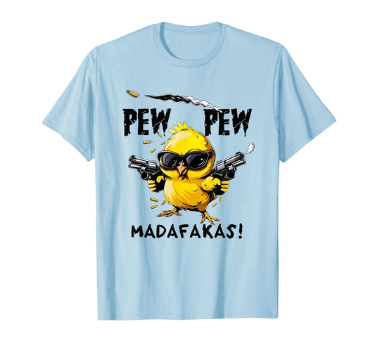 Bird Print Relax Fit Sweatshirt - Unisex-Adults - White - Small - Short Sleeve - T-Shirt - Pew Pew Madafakas Funny Chicken Rooster Bird - Sarcasm, Joke, Irony - Great Birthday Gift