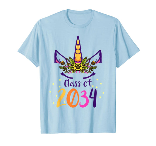 Unicorn Class Of 2034 Grow With Me Kindergarten Girls Gift T-Shirt