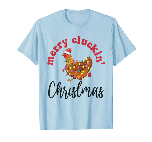 Merry Cluckin' Christmas Funny Chicken Santa Xmas Lights T-Shirt