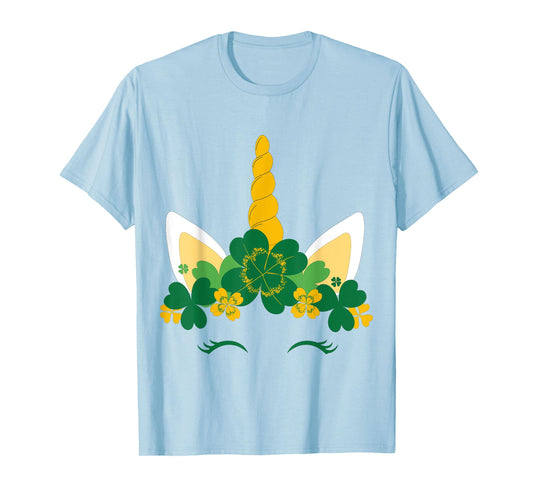 Kids St Patricks Day Unicorn Face Shamrock Pattys Toddler T-Shirt