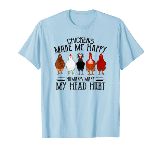 Retro Chickens make me happy humans make my head hurt funny T-Shirt