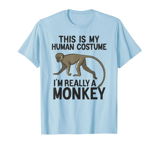 Simple Halloween Costumes for Men Women Funny Monkey Costume T-Shirt