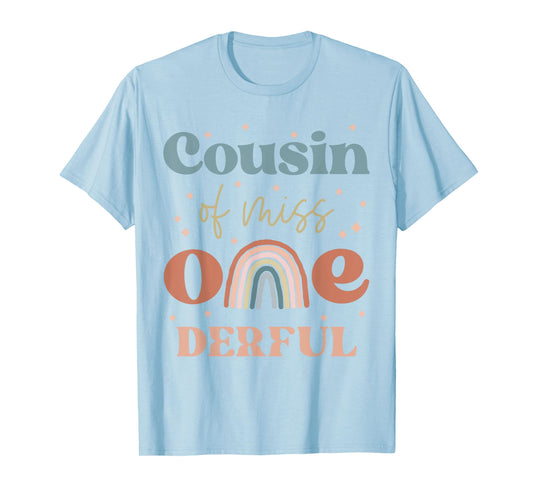 Cousin of Miss Onederful Boho Rainbow First Birthday T-Shirt