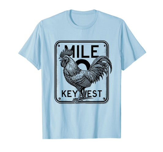 Key West Florida Chicken Retro Mile 0 Rooster Mile Marker T-Shirt