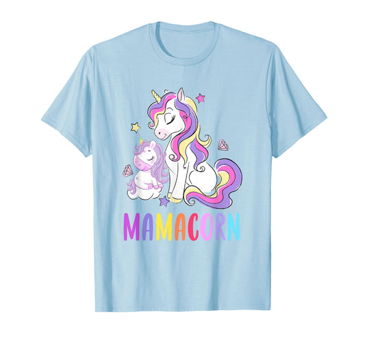 Cute Mamacorn Unicorn Mom Birthday Outfit Rainbow Colors T-Shirt