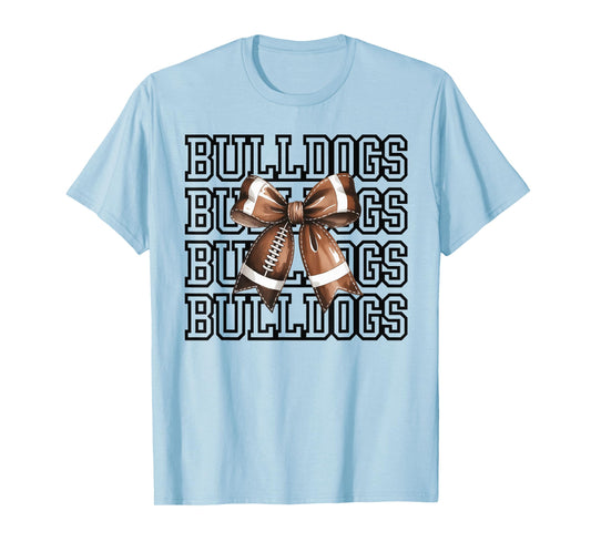 Bulldogs Football Mom Game Day Football Coquette Bow mascot T-Shirt