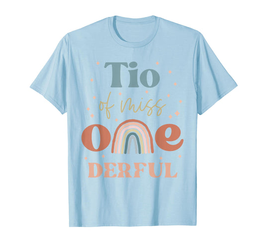 Mens Tio of Miss Onederful Boho Rainbow Niece First Birthday T-Shirt