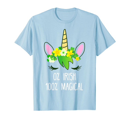 St. Patrick's Day Unicorn Face 0% Irish Shirt Lepricorn