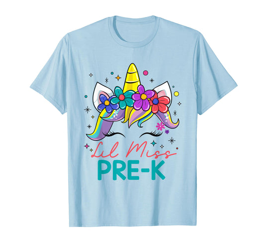 Lil Miss Pre-K Unicorn First Day Of Pre K Preschool Girls T-Shirt