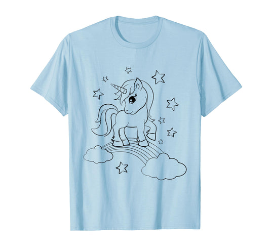 Coloring shirt unicorn for girls. DIY Tshirt to paint on T-Shirt