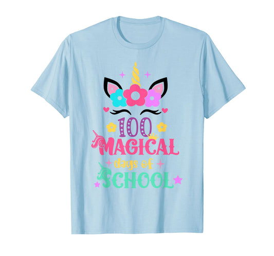 100th Day of School Unicorn 100 Magical Days Women Girls T-Shirt