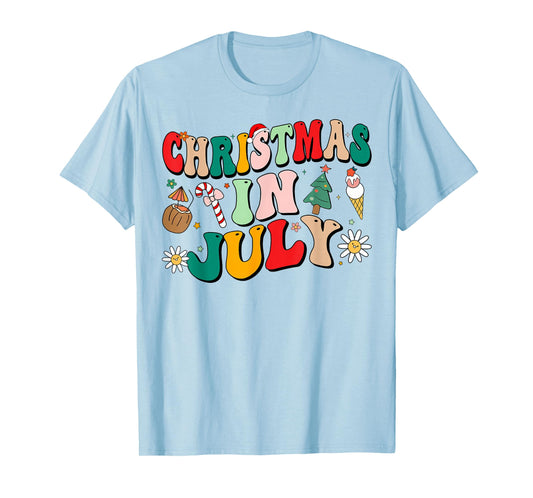 Christmas In July Shirts Groovy Xmas Summer Men Women Kids T-Shirt