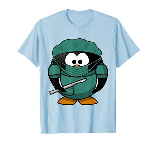 Surgeon Penguin T-Shirt Doctor Animal with Mask and Cap