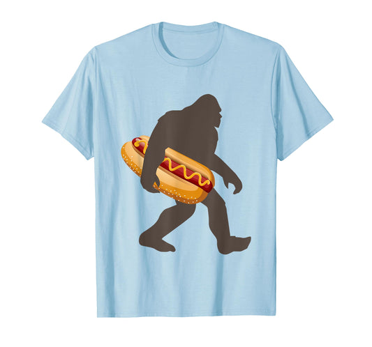 Bigfoot Carrying Hot Dog, Funny Sasquatch Gift T-Shirt