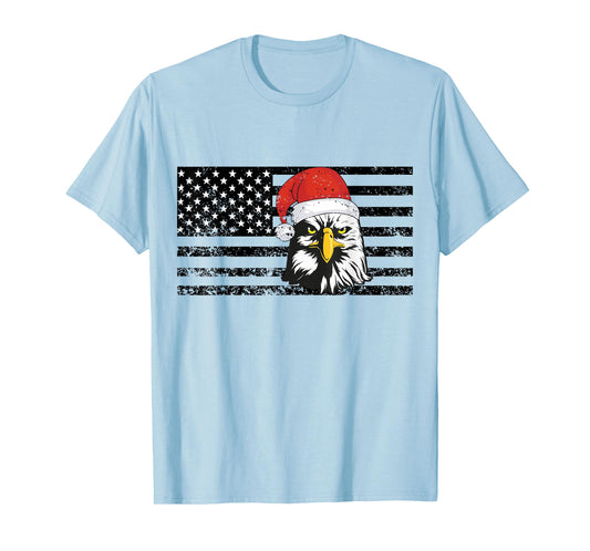 Merry Christmas Eagle USA Flag Costume Santa Hat Xmas Hat T-Shirt