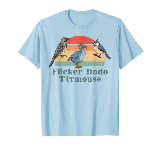 Flicker Dodo Titmouse Funny Retro Bird Lovers Design T-Shirt