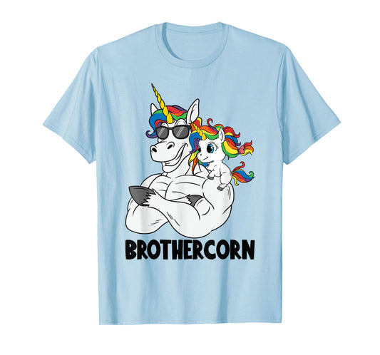 Brothercorn Brother Muscle Unicorn Holding Baby Sister Girl T-Shirt