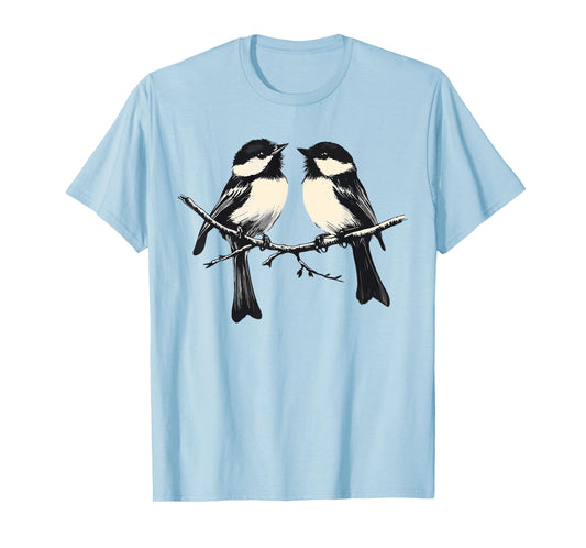 Chickadee Drawing Cute Black-Capped Chickadees T-Shirt