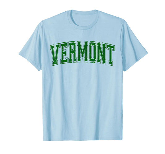 VERMONT VARSITY STYLE TEXT FLAG SPORTS ATHLETIC JERSEY STYLE T-Shirt