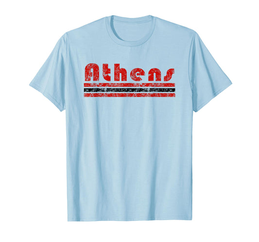 Athens Georgia Retro Three Stripe Weathered Vintage T-Shirt