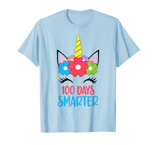 100 Days Smarter 100th Day Of School Unicorn Girls Women T-Shirt