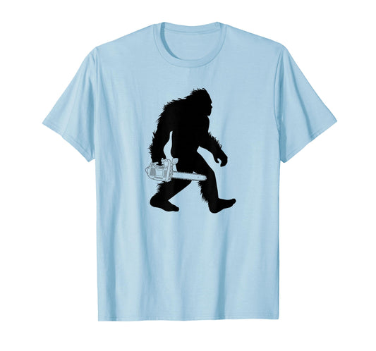 Bigfoot Carrying Chainsaw T-Shirt, Lumberjack Sasquatch Tee T-Shirt