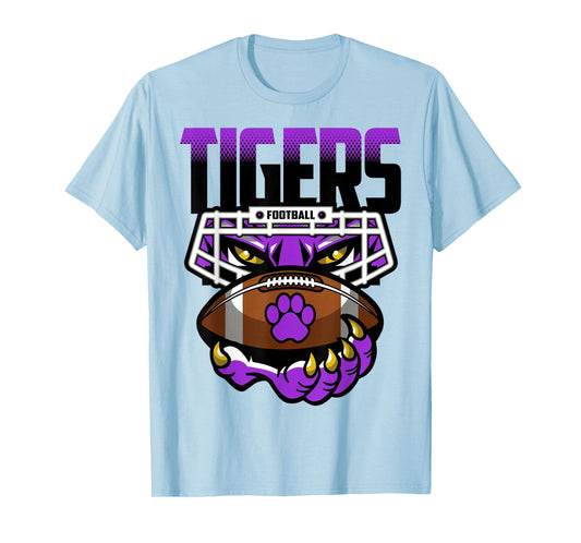 Tigers Football Tiger Pride School Spirit Purple Tigers T-Shirt