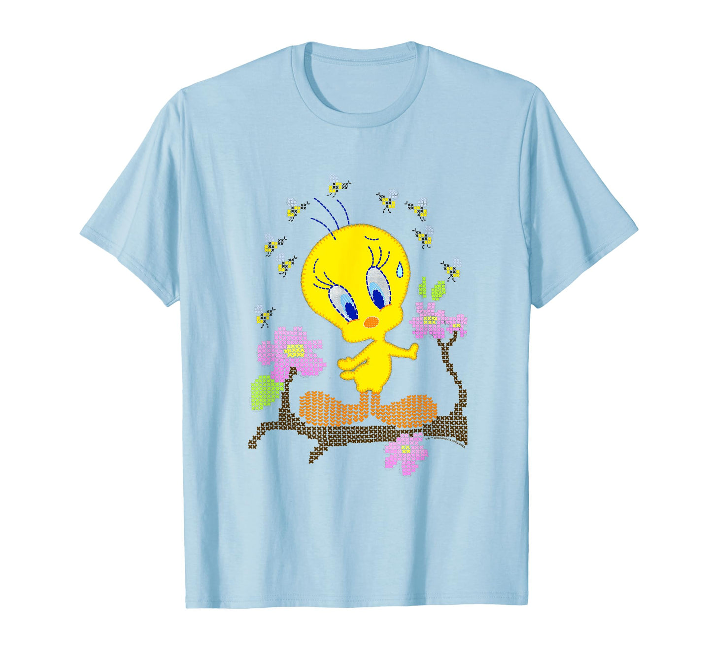WB100 Looney Tunes Tweety Bird Easter Floral Stitch T-Shirt