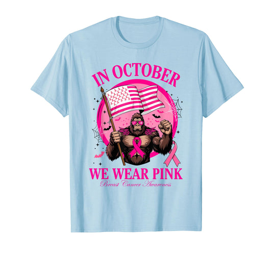 Bigfoot Pink Ribbon Breast Cancer Awareness Month Women Men T-Shirt