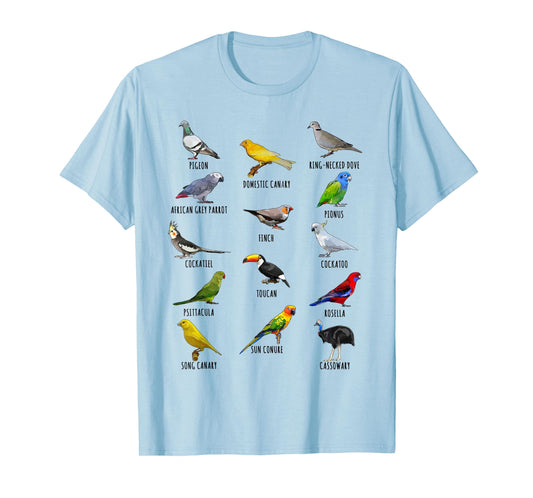 Colorful Birds Species Biology Types Bird Identification T-Shirt